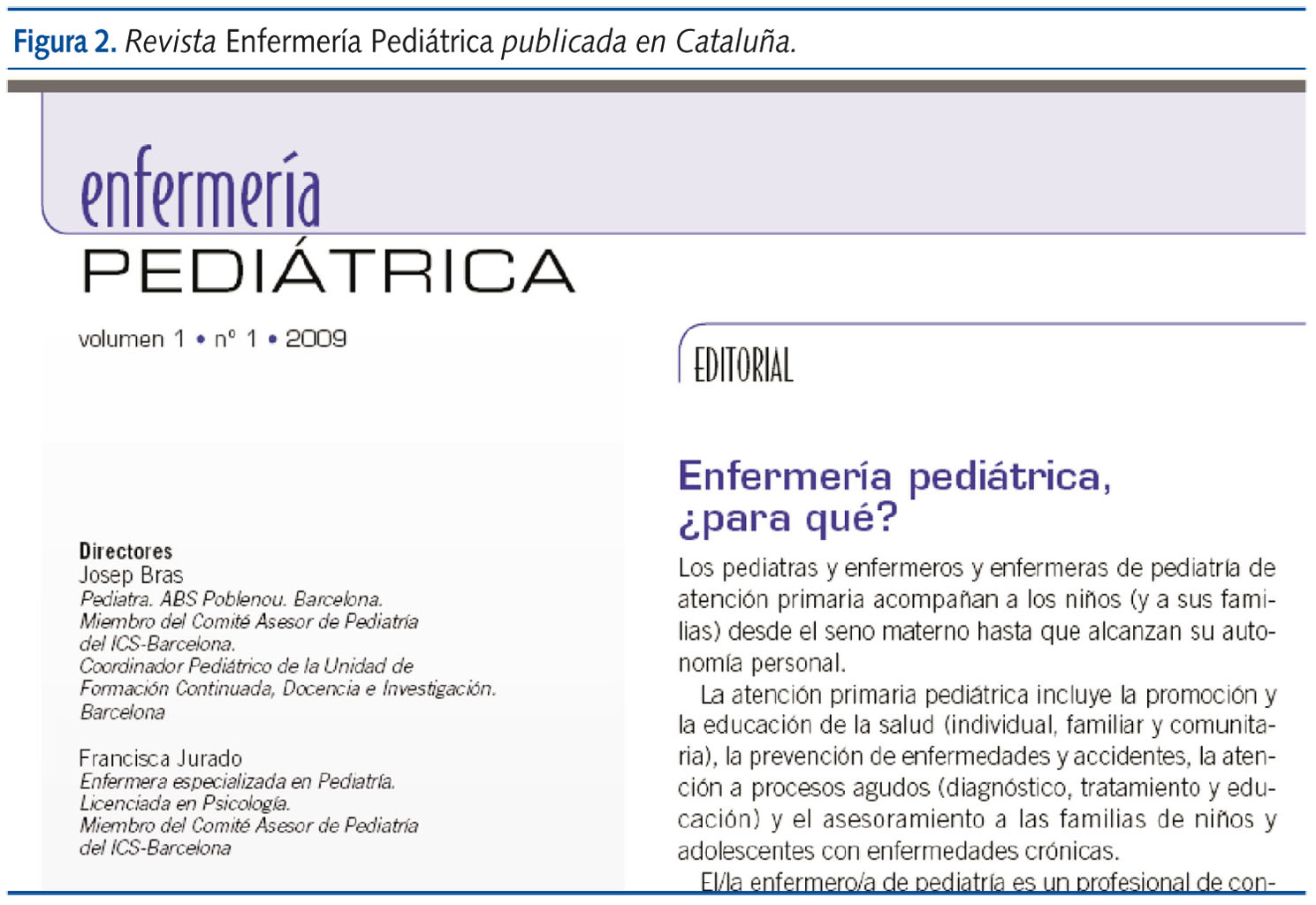 Figura 2. Revista Enfermería Pediátrica publicada en Cataluña.